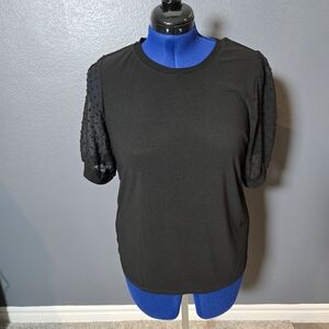 CeCe Top with Swiss Dot Sleeves